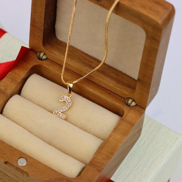 "Rose Gold Number 2 Pendant with Crystals – 18K Gold Plated Charm, XPPT1342 - Picture 8 of 13